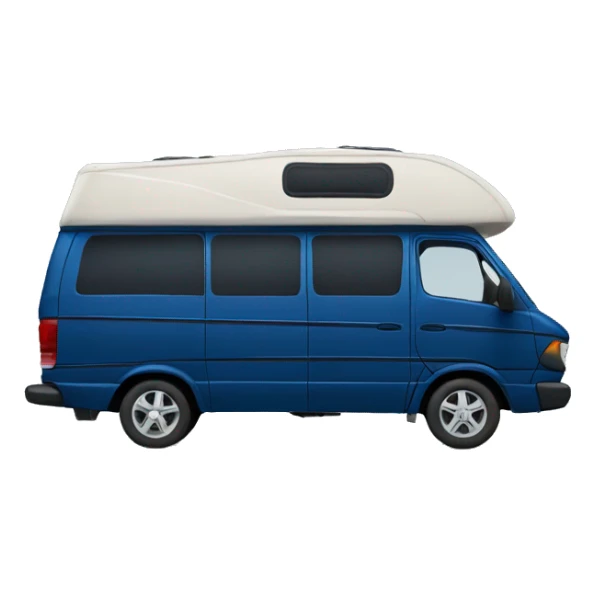 A dark blue Mercedes Camping van, no tent  sticker