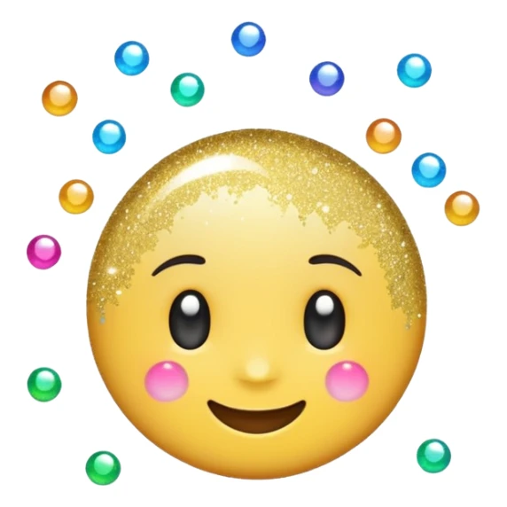 emoji of sparkling shiny glitter, with bright sparkles and shimmering particles, simple cute cartoon style sticker