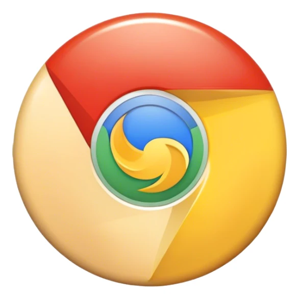 Generate a google chrome icon whit a soft transparent beige color and gold outline sticker