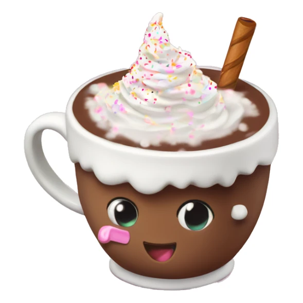 cute hot coco mug that’s pink with marshmallows and whip cream with sprinkles  sticker