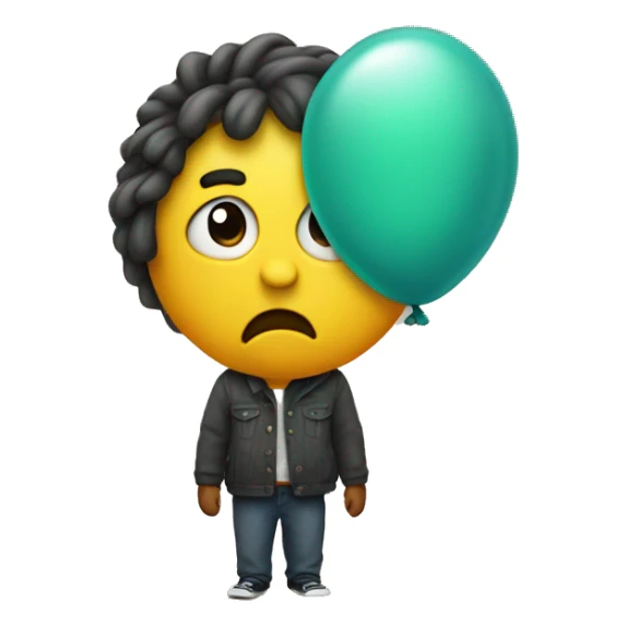 Disappointed emoji with a balloon sticker