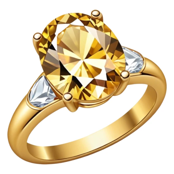 a luxurious gold diamond ring, plain band and large oval diamond stone sticker