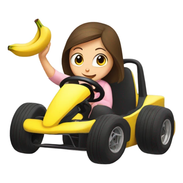 Girl in go kart throwing banana peels sticker