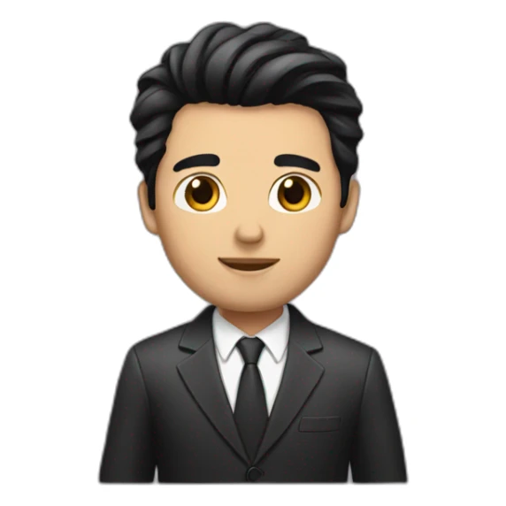 Men black hair with suit sticker