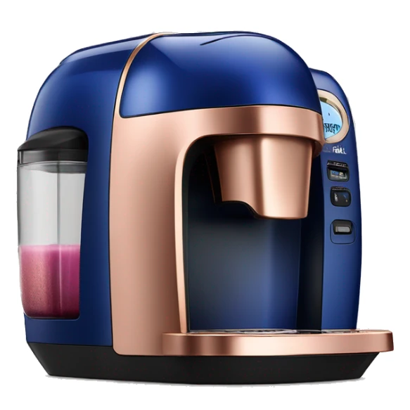 Realistic cobalt blue and rose gold keurig coffee machine. sticker