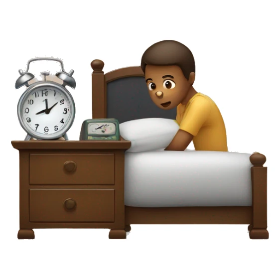 a bine with an alarm clock in both hands sticker