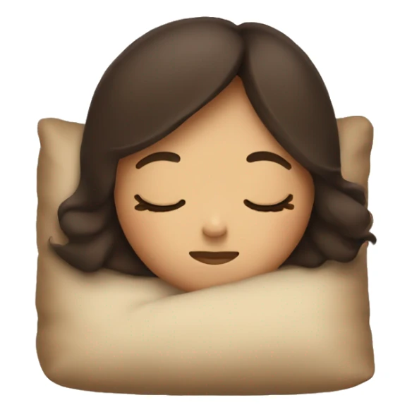 Tan girl with dark brown hair sleeping on pillow, cute sticker