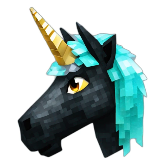 Minecraft Glitter Black Unicorn Head With Diamond Horn sticker