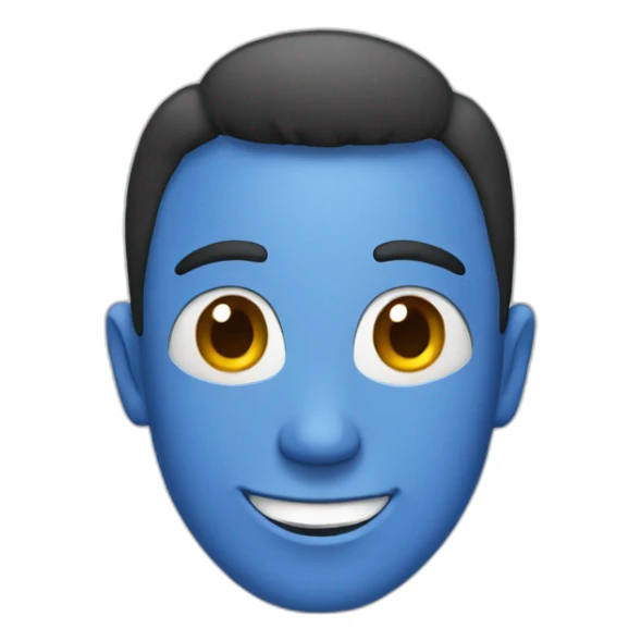 create an emoji of a blue face with a smile sticker