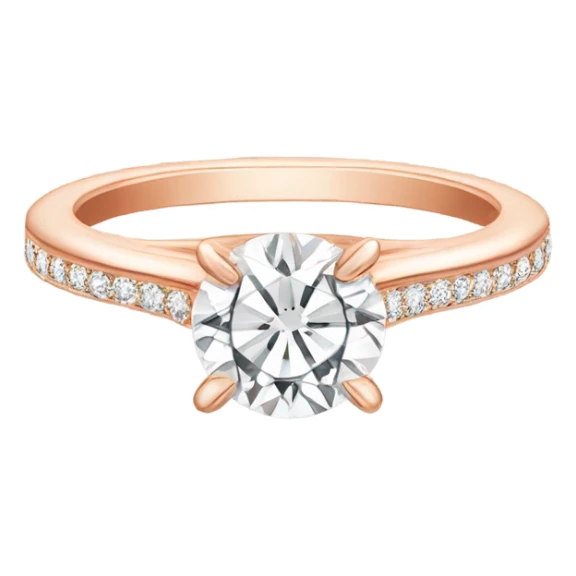 rose gold engagement ring with sparkly round shaped diamond  sticker