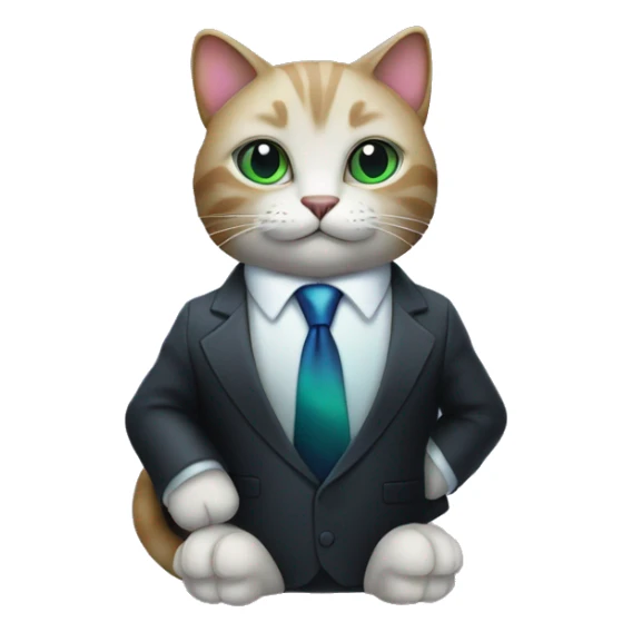 Cat wearing Dark iridescent business suit glowing sticker