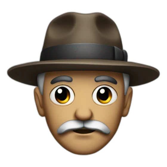 Old gangster with hat, mustache and guns sticker