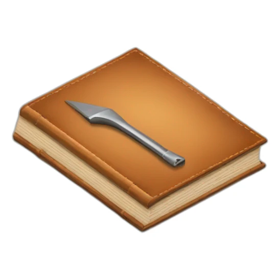 isometric thick BOOK with picture of wood, welder, leather, tools sticker