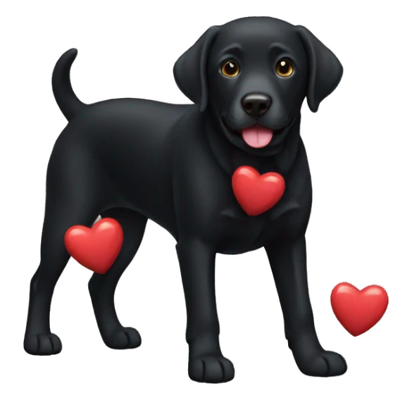 sweet black labrador, full body, with heart in hands sticker