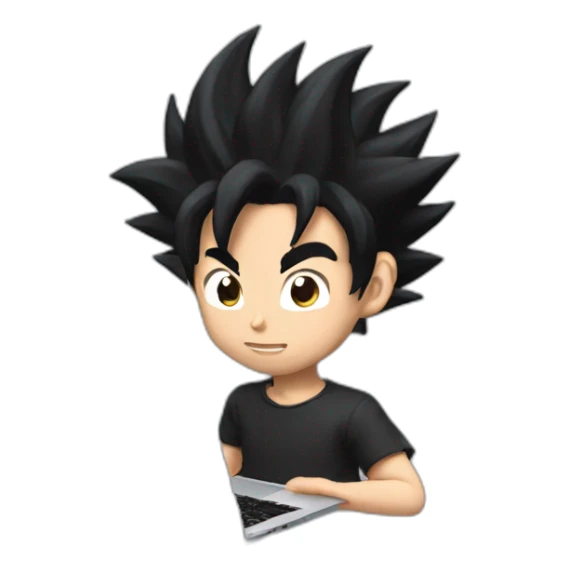 Goku black hair with a mac book  sticker