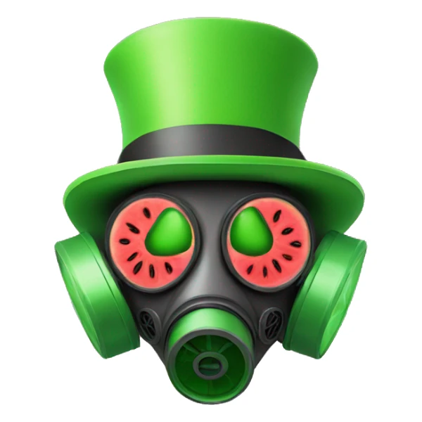 Green man with gas mask and watermelon top hat  sticker