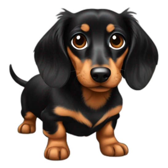 Long haired minature dachshund Black and tan sticker