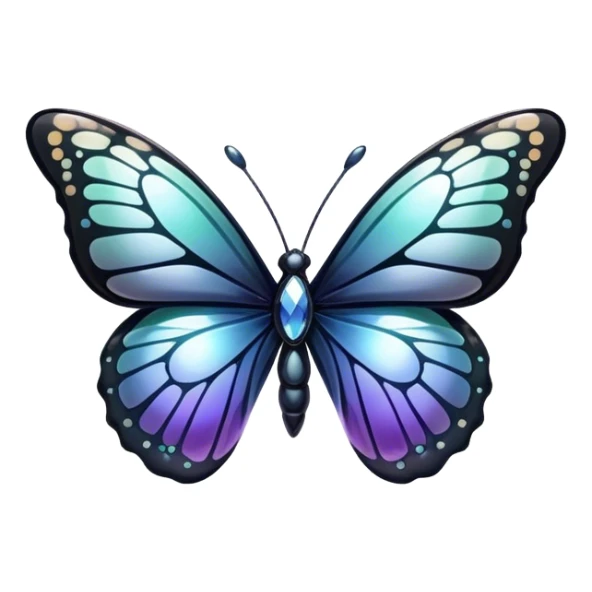 Glossy shiny iridescent gradient Obsidian glass crystal butterfly sticker