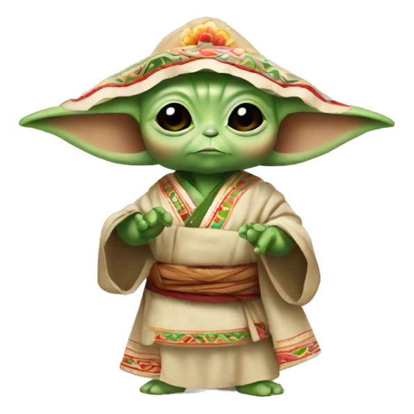 baby yoda wearing traditional mexican clothing sticker