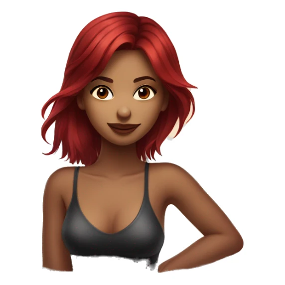 short dark and red hair reflection beauty girl on the beached  sticker