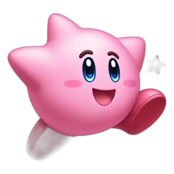 cute happy classic Kirby jumping on a star sticker