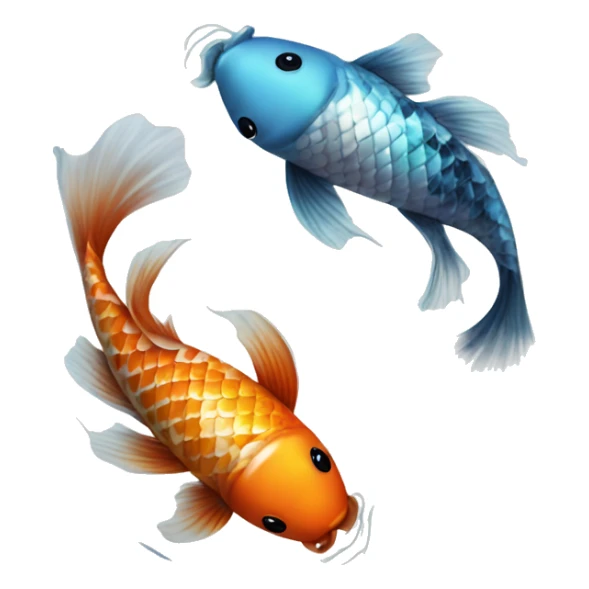 Pisces Two realistic koi fish swimming in circle ying yang cloudy dreamy sticker