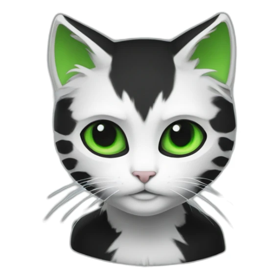 Chat noir et blanc au yeux vert sticker