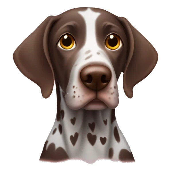 German shorthair with hearts as eyeballs sticker
