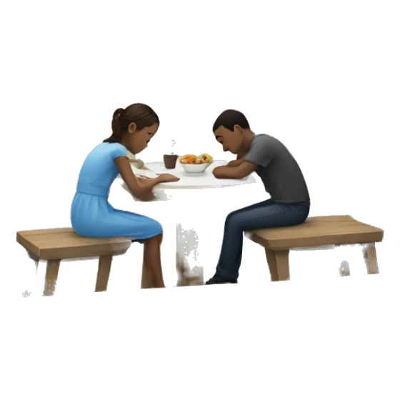 girl and boy at table sticker