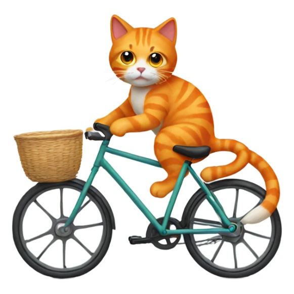 Orange cat riding bike sticker