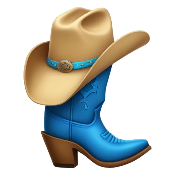 Blue cowboy boot with cowboy hat on top sticker