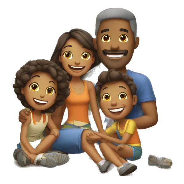 happy family on camping sticker