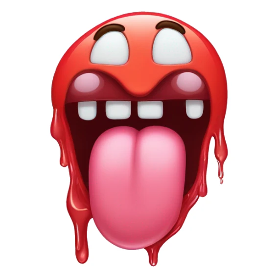 Tongue out emoji with heart eyes and saliva dripping down sticker