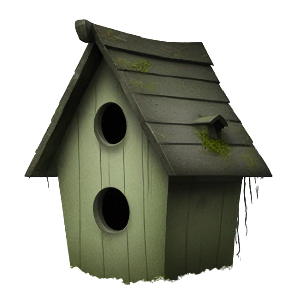 Realistic . Birdhouse. Haunted Addams house. birdhouse slightly mossy and spider webs  sticker