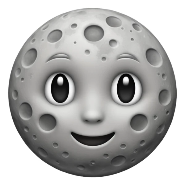 round gray emoji, moon-like, with white craters and lighter plain patches across the surface sticker