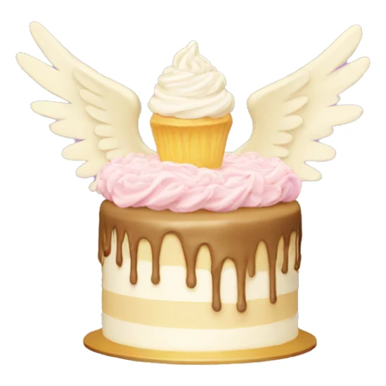 a cream cake flying with angel wings sticker