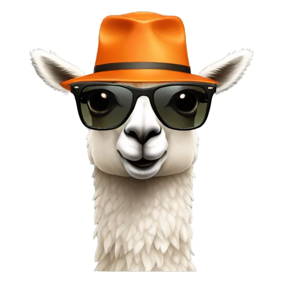 a cool llama wearing a orange hat and rayban shades sticker