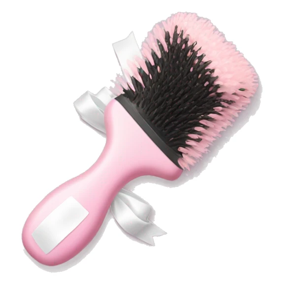 Light pink hairbrush with a white bow tie sticker