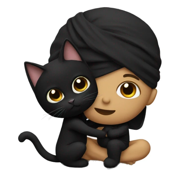 a black ninja petting a black kitten sticker