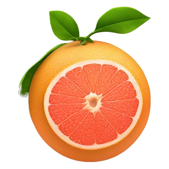 Grapefruit with leaves one of grapefruits cut sticker