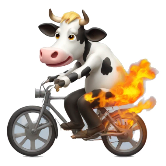 A cow trasforming it ghost  ridere riding a bike in fire sticker