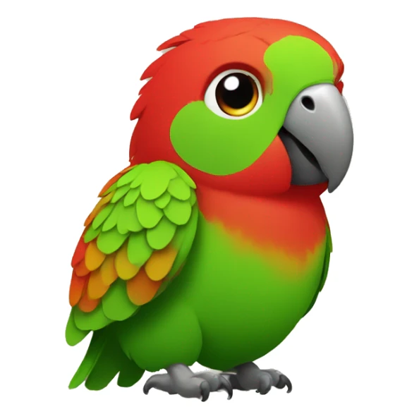 thick parrot that looks like a ball, red with green, small sticker