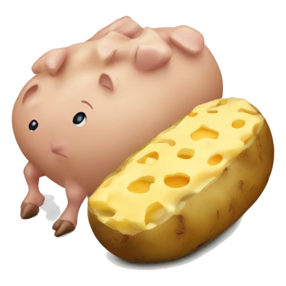 potatoes and pork with cheese sticker