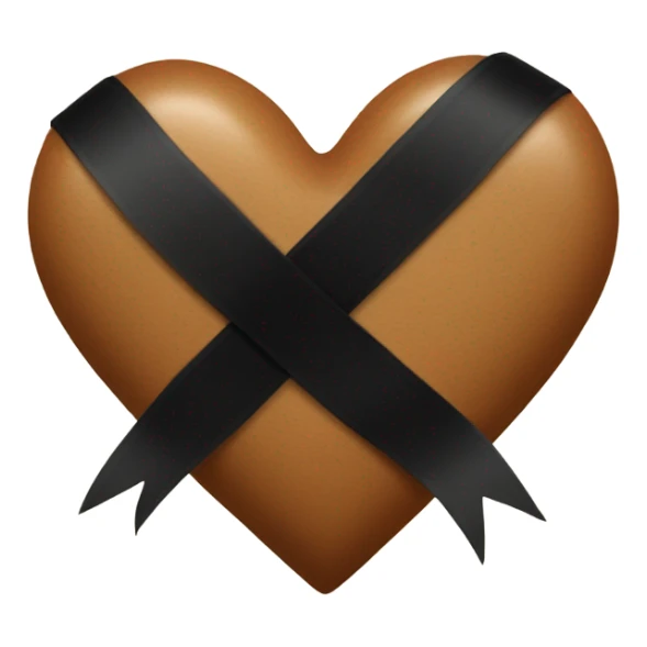 brown heart with little black ribbon on top right sticker