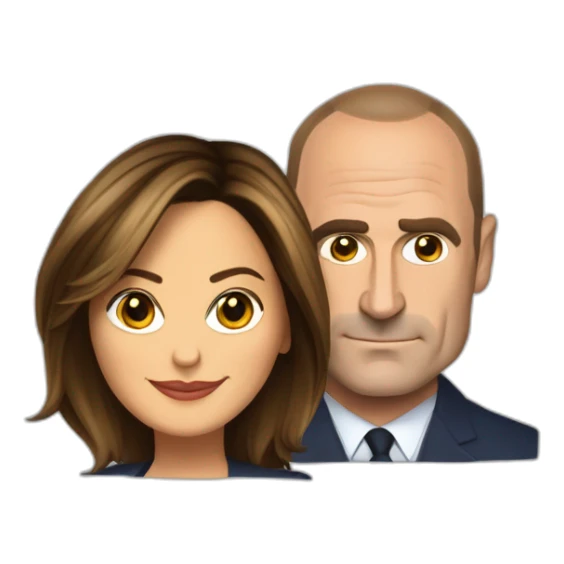 Mariska Hargitay as detective Olivia benson and Christopher Meloni as detective Elliot stabler sticker