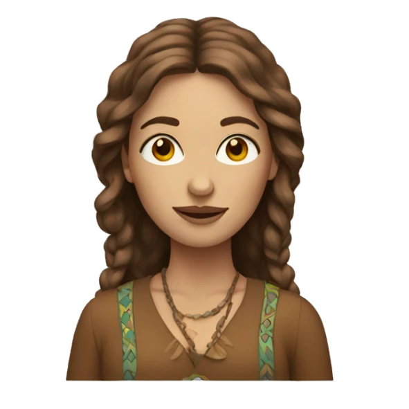 Hippie woman with brown hair portrait sticker