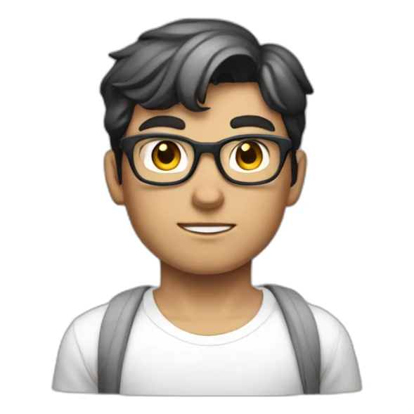 front view of young clark kent wearing white t-shirt using a mac sticker