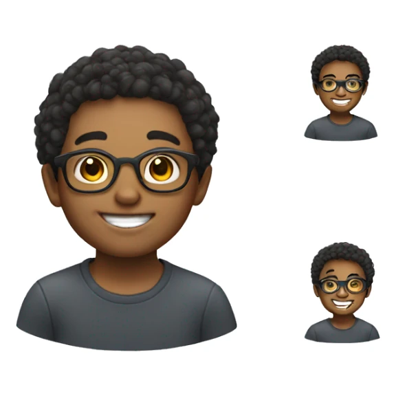 smiling boy with glasses and chin hair sticker