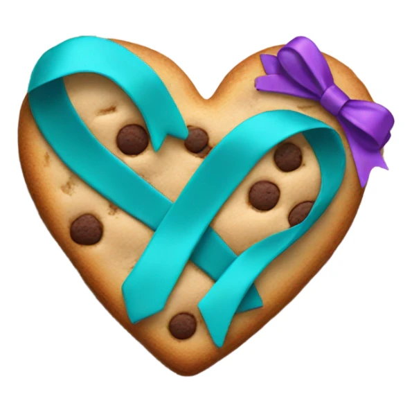 Cookie heart with teal purple awareness ribbon sticker