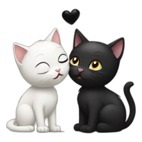 a black cat kissing a white cat sticker